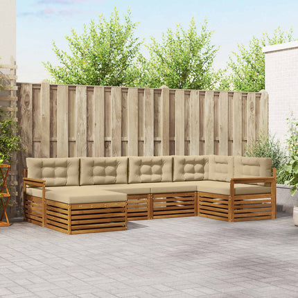 Utomhussoffset med kudde 6 pcs Naturlig och Beige