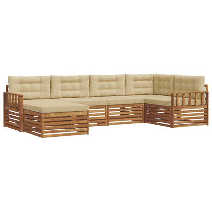 Utomhussoffset med kudde 6 pcs Naturlig och Beige