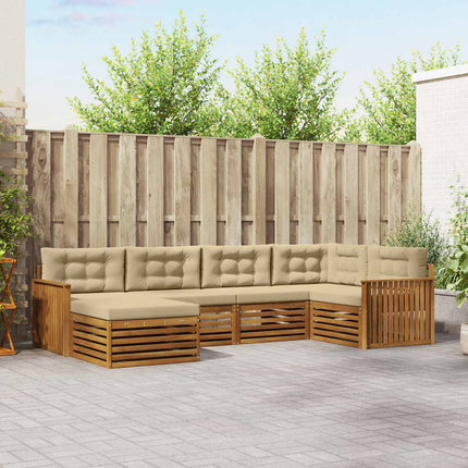 Utomhussoffset med kudde 6 pcs Naturlig och Beige