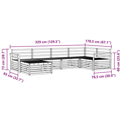Utomhussoffset 6 pcs Naturfärg Massivt Akaciaträ