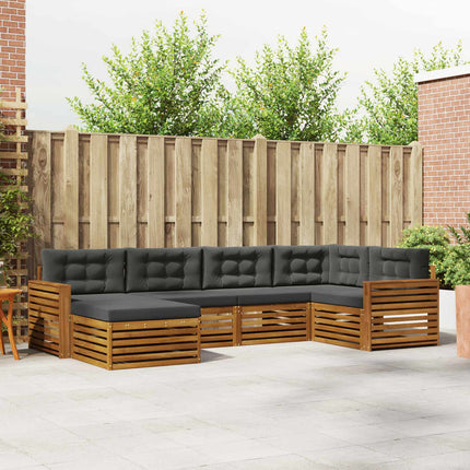 Utomhussoffset med kudde 6 pcs Naturlig och Antracit