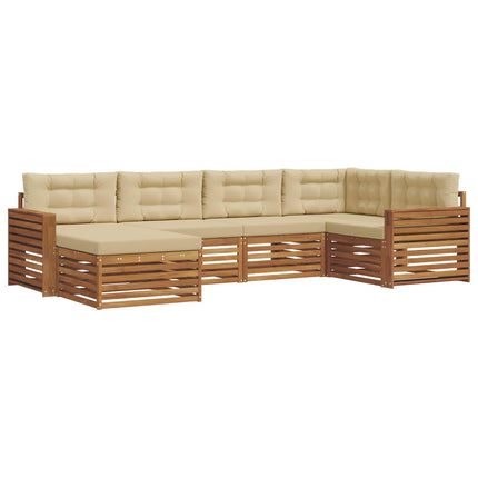 Utomhussoffset med kudde 6 pcs Naturlig och Beige