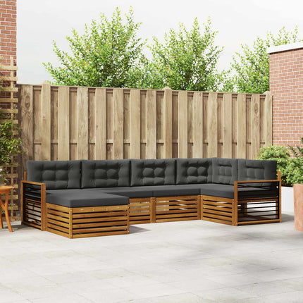 Utomhussoffset med kudde 6 pcs Naturlig och Antracit