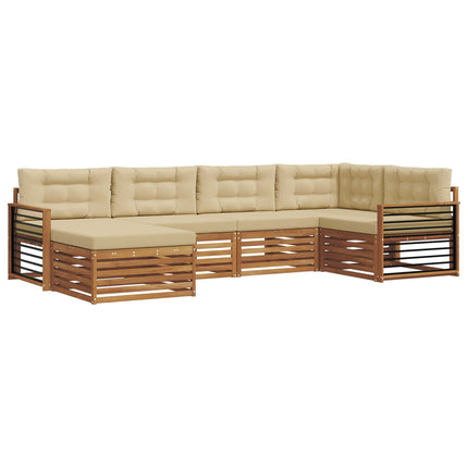 Utomhussoffset med kudde 6 pcs Naturlig och Beige