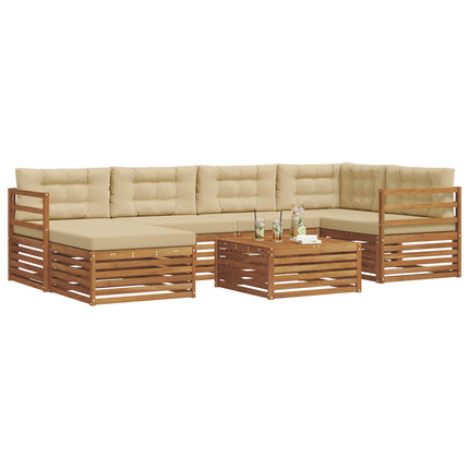 Utomhussoffset med kudde 7 pcs Naturlig och Beige