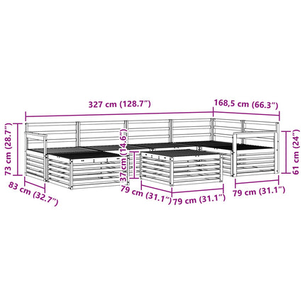 Utomhussoffset 7 pcs Naturfärg Massivt Akaciaträ
