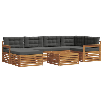 Utomhussoffset med kudde 7 pcs Naturlig och Antracit