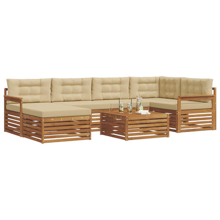 Utomhussoffset med kudde 7 pcs Naturlig och Beige