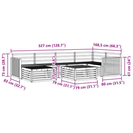 Utomhussoffset 7 pcs Naturfärg Massivt Akaciaträ
