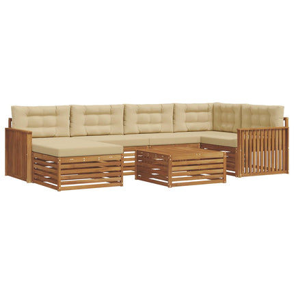 Utomhussoffset med kudde 7 pcs Naturlig och Beige