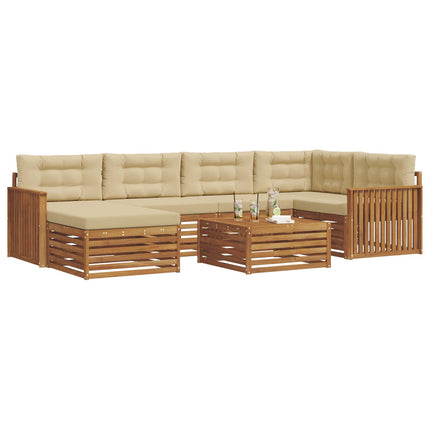 Utomhussoffset med kudde 7 pcs Naturlig och Beige