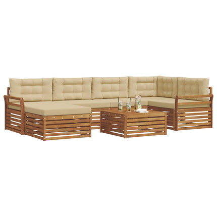 Utomhussoffset med kudde 7 pcs Naturlig och Beige