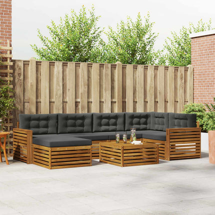 Utomhussoffset med kudde 7 pcs Naturlig och Antracit