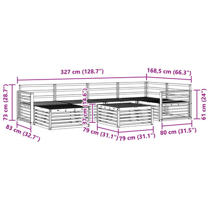 Utomhussoffset 7 pcs Naturfärg Massivt Akaciaträ