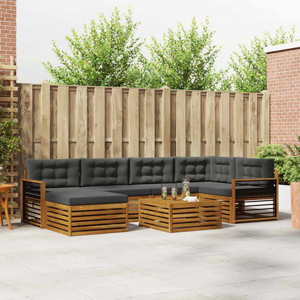 Utomhussoffset med kudde 7 pcs Naturlig och Antracit