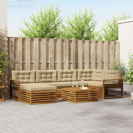 Utomhussoffset med kudde 7 pcs Naturlig och Beige