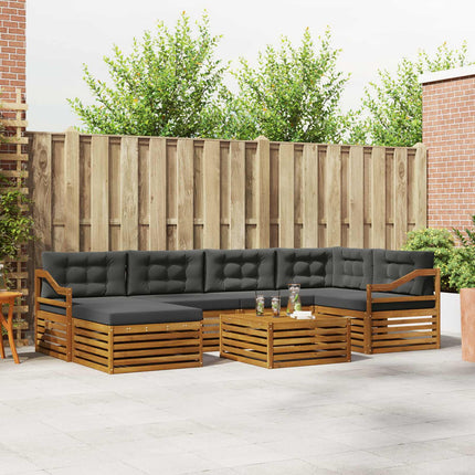 Utomhussoffset med kudde 7 pcs Naturlig och Antracit