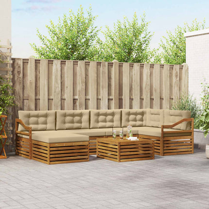 Utomhussoffset med kudde 7 pcs Naturlig och Beige
