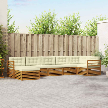 Utomhussoffset med kudde 7 pcs Naturlig och Grädde