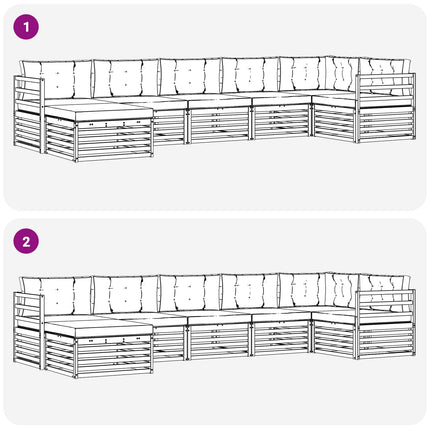 Utomhussoffset med kudde 7 pcs Naturlig och Ljus Grå
