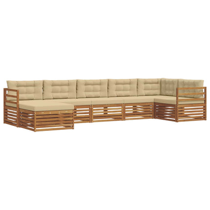 Utomhussoffset med kudde 7 pcs Naturlig och Beige