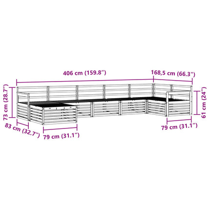 Utomhussoffset 7 pcs Naturfärg
