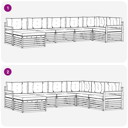Utomhussoffset med kudde 7 pcs Naturlig och Antracit