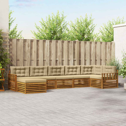 Utomhussoffset med kudde 7 pcs Naturlig och Beige