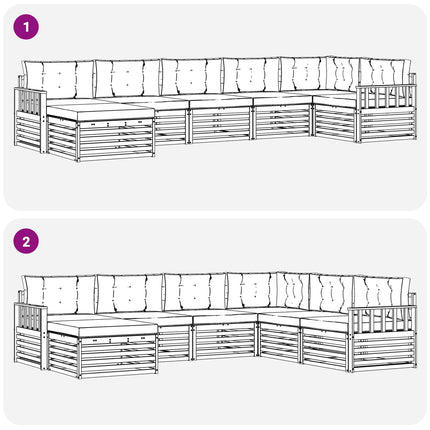 Utomhussoffset med kudde 7 pcs Naturlig och Beige