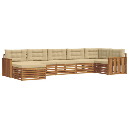 Utomhussoffset med kudde 7 pcs Naturlig och Beige