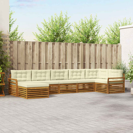 Utomhussoffset med kudde 7 pcs Naturlig och Grädde