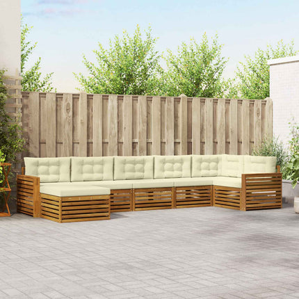 Utomhussoffset med kudde 7 pcs Naturlig och Grädde