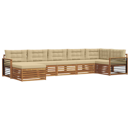 Utomhussoffset med kudde 7 pcs Naturlig och Beige