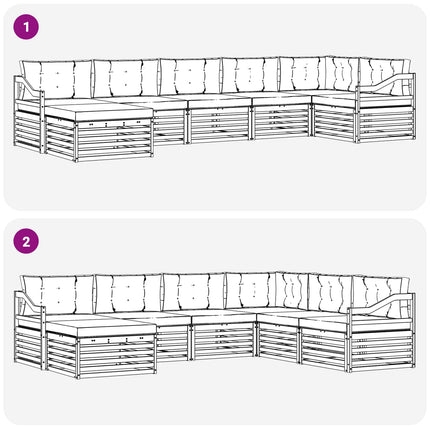 Utomhussoffset med kudde 7 pcs Naturlig och Ljus Grå