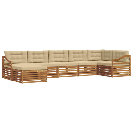 Utomhussoffset med kudde 7 pcs Naturlig och Beige
