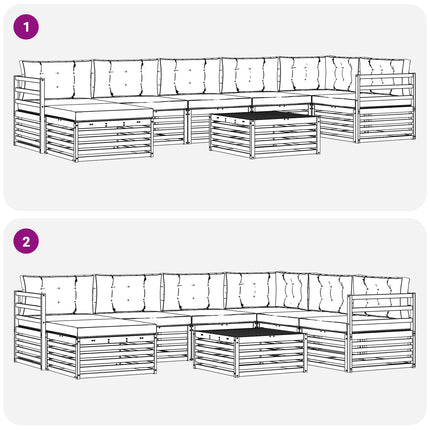 Utomhussoffset med kudde 8 pcs Naturlig och Grädde