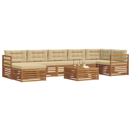 Utomhussoffset med kudde 8 pcs Naturlig och Beige