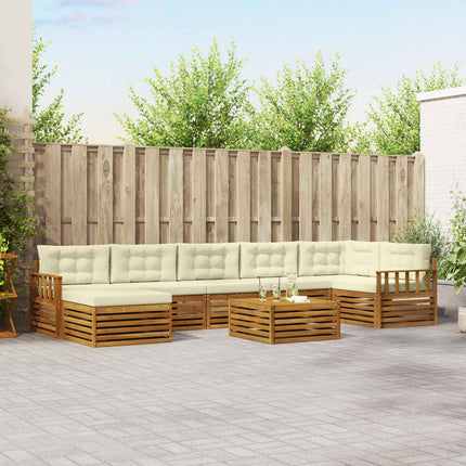 Utomhussoffset med kudde 8 pcs Naturlig och Grädde