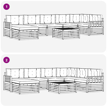 Utomhussoffset med kudde 8 pcs Naturlig och Ljus Grå