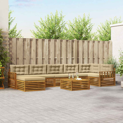 Utomhussoffset med kudde 8 pcs Naturlig och Beige