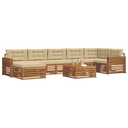 Utomhussoffset med kudde 8 pcs Naturlig och Beige