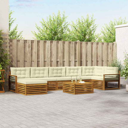 Utomhussoffset med kudde 8 pcs Naturlig och Grädde