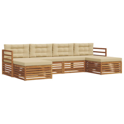 Soffgrupper 6 pcs Naturlig och Beige Massivt Akaciaträ