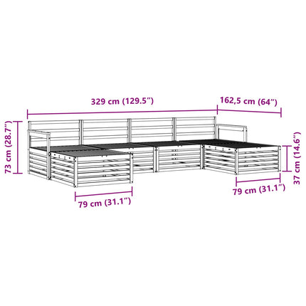 Soffgrupper 6 pcs Naturfärg Massivt Akaciaträ