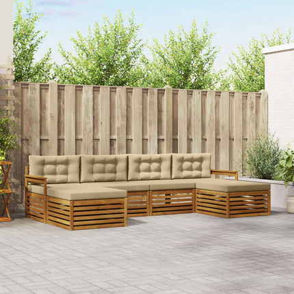 Soffgrupper 6 pcs Naturlig och Beige Massivt Akaciaträ