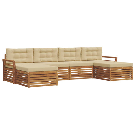 Soffgrupper 6 pcs Naturlig och Beige Massivt Akaciaträ