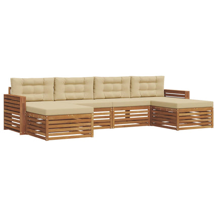 Soffgrupper 6 pcs Naturlig och Beige Massivt Akaciaträ