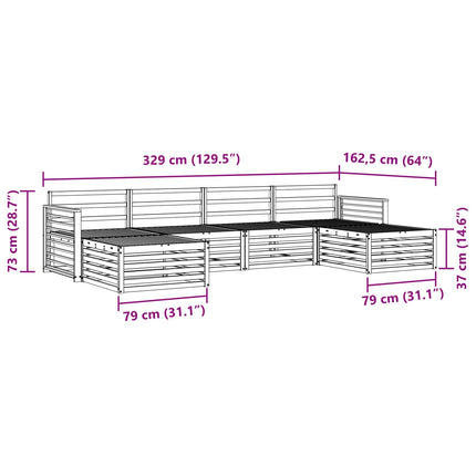Soffgrupper 6 pcs Naturfärg Massivt Akaciaträ