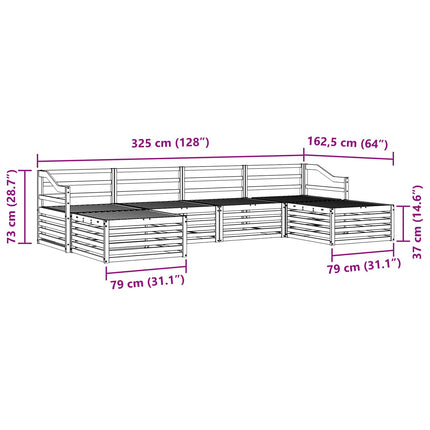 Soffgrupper 6 pcs Naturfärg Massivt Akaciaträ