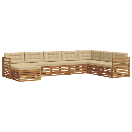 Utomhussoffset med kudde 8 pcs Naturlig och Beige